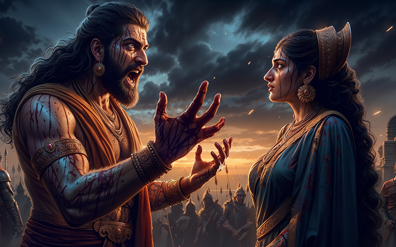 Bhima fulfills his vow by defeating Duryodhana, marking the fulfillment of Draupadi's curse in the Mahabharata.
